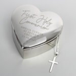 Personalised 'First Holy Communion' Heart Trinket Gift Box & Sterling Silver Cross Necklace Set - Image 2