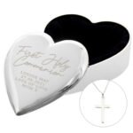 Personalised 'First Holy Communion' Heart Trinket Gift Box & Sterling Silver Cross Necklace Set - Image 3