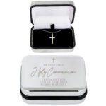 Personalised 'First Holy Communion' Chrome Plated Gift Box & Sterling Silver Cross Necklace Set - Image 3