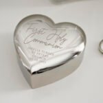 Personalised 'First Holy Communion' Heart Shaped Silver Nickel Plated Trinket Box