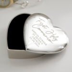 Personalised 'First Holy Communion' Heart Shaped Silver Nickel Plated Trinket Box - Image 3