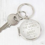 Personalised 'You Mean The World To Me' Silver Finish Round Photo Keyring