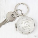 Personalised 'You Mean The World To Me' Silver Finish Round Photo Keyring - Image 3