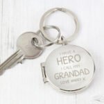 Personalised 'I Have A Hero' Silver Finish Round Photo Keyring - Image 2
