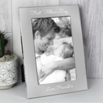 Personalised Any Message Script Font 5x7 Portrait Aluminium Silver Photo Frame - Image 2