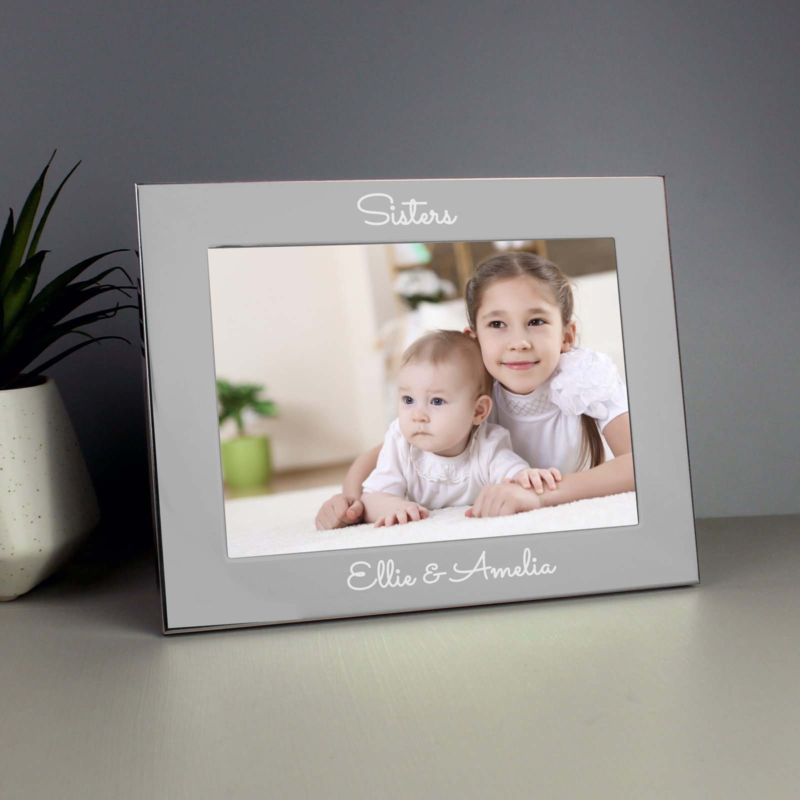 P0102X07 Personalised Any Message 7x5 Landscape Silver Aluminium Photo Frame Personalised Any Message 7x5 Landscape Silver Aluminium Photo Frame - Image 1
