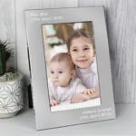 Personalised Any Message 5x7 Portrait Silver Aluminium Photo Frame