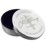 Personalised 'On Your Christening' Round Silver Nickel Plated Trinket Box - Image 3