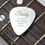 Personalised Big Name & Message Silver Stainless Steel Plectrum