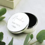 Personalised Botanical Design First Tooth/Curl Round Silver Nickel Plated Trinket Box - Image 3