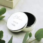 Personalised Botanical Design First Tooth/Curl Round Silver Nickel Plated Trinket Box - Image 4