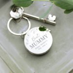 Personalised Any Message Floral Design Round Silver Finish Photo Frame Keyring - Image 5