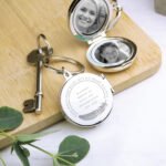 Personalised 'Your Wings Were Ready' Memorial Round Silver Finish Photo Keyring