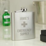 Personalised 'Emergency Supply' Stainless Steel Hip Flask - Image 4