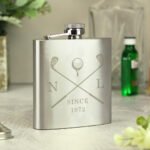 Personalised Initials & Date Golf Club Motif Stainless Steel Hip Flask - Image 3