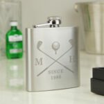 Personalised Initials & Date Golf Club Motif Stainless Steel Hip Flask - Image 4