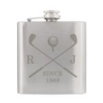 Personalised Initials & Date Golf Club Motif Stainless Steel Hip Flask - Image 5