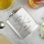 Personalised 'Fishing Club' Fishing Rods Motif Stainless Steel Hip Flask - Image 4