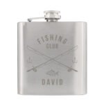 Personalised 'Fishing Club' Fishing Rods Motif Stainless Steel Hip Flask - Image 5