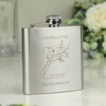 Personalised Monochrome Floral Design Stainless Steel Hip Flask