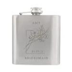 Personalised Monochrome Floral Design Stainless Steel Hip Flask - Image 9