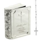 Personalised 'First Holy Communion' Silver Finish Bible Trinket Box & Rosary Beads - Image 6
