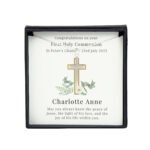 Personalised Floral Design Religious Sentiment Silver Finish Cross Necklace & Gift Box - Image 3