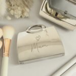 Personalised Heart Motif Handbag Shaped Silver Nickel Plated Compact Mirror - Image 3