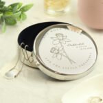Personalised March Birth Flower Design Round Silver Nickel Plated Trinket Box - Image 3
