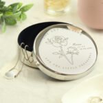 Personalised June Birth Flower Design Round Silver Nickel Plated Trinket Box - Image 3