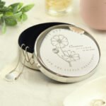 Personalised October Birth Flower Design Round Silver Nickel Plated Trinket Box - Image 3