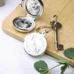 Personalised Foliage Design Couples Silver Nickel Plated Photo Keyring - Image 4