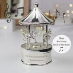 Personalised Any Message Silver Finish Musical Carousel Ornament