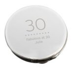 Personalised Birthday Big Age Round Silver Nickel Plated Compact Mirror - Image 5