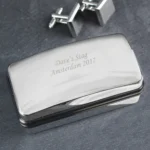 Personalised Any Message Engraved Chrome Plated Cufflink Box - Image 3