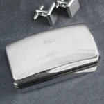 Personalised Any Message Engraved Chrome Plated Cufflink Box - Image 2