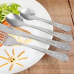 Personalised Embossed Teddy Design Children's 4-Piece Stainless Steel Cutlery Set