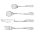 Personalised Embossed Teddy Design Children's 4-Piece Stainless Steel Cutlery Set - Image 4