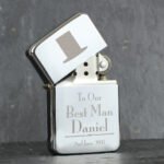 Personalised ‘Best Man’ Decorative Top Hat Motif Wedding Chrome Plated Lighter