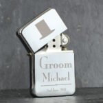 Personalised ‘Groom’ Decorative Top Hat Motif Wedding Chrome Plated Lighter
