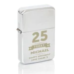 Personalised Birthday Stars & Banner Design Chrome Plated Lighter - Image 2