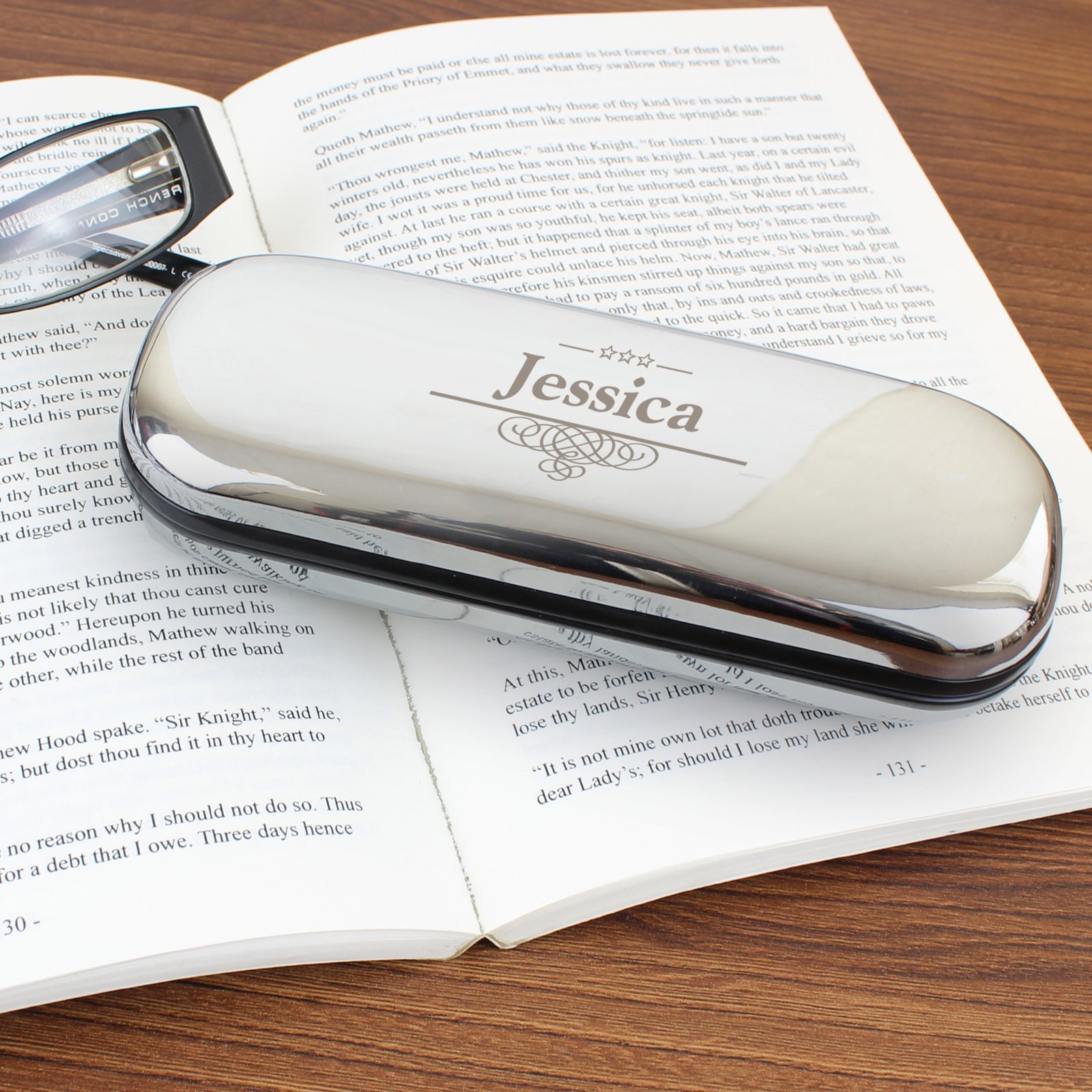 P0103A80 Personalised Decorative Chrome Plated Glasses Case Personalised Decorative Chrome Plated Glasses Case - Image 1