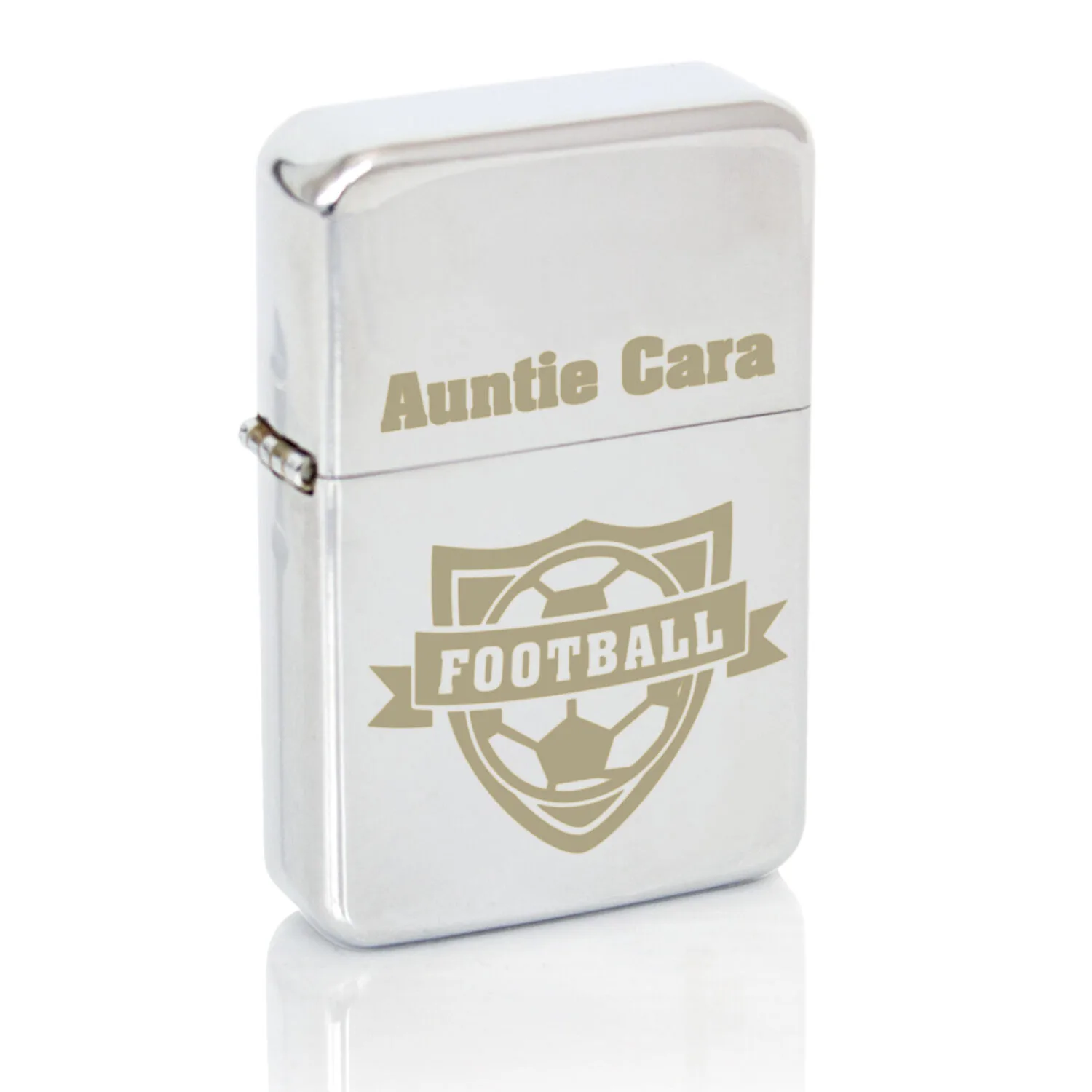 Personalised Football Motif Chrome Plated Lighter - Image 2