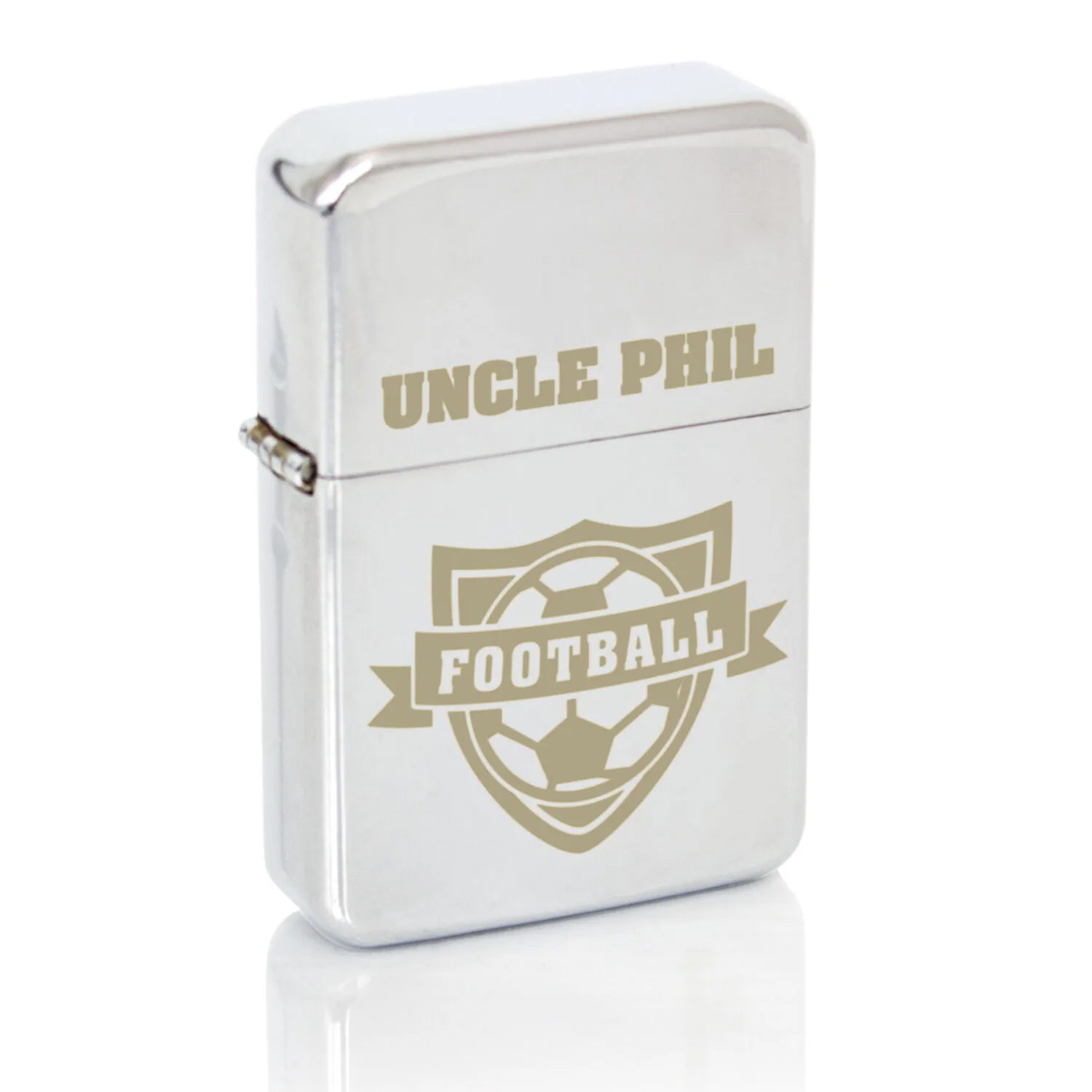 Personalised Football Motif Chrome Plated Lighter - Image 6