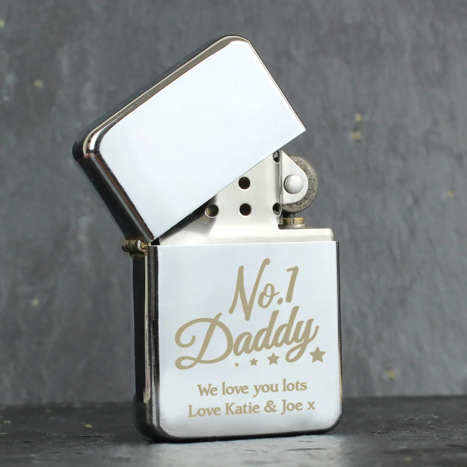 Personalised 'No.1 Daddy' Chrome Plated Lighter - Image 2