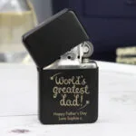 Personalised 'World's Greatest Dad' Black Metal Lighter
