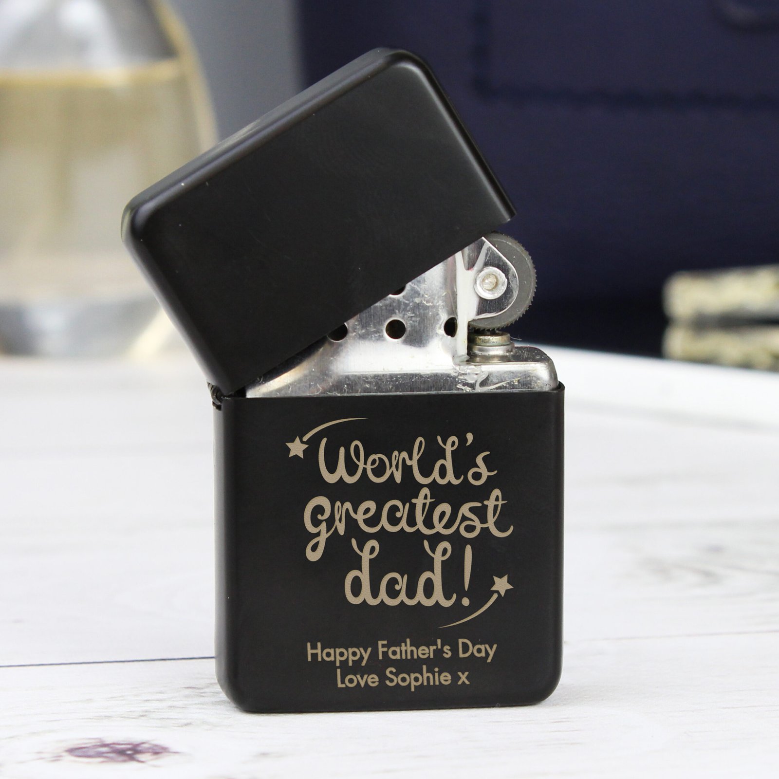 P0103B61 Personalised 'World's Greatest Dad' Black Lighter Personalised 'World's Greatest Dad' Black Lighter - Image 1