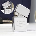 Personalised Any Message Diamante Design Silver Finish Lighter