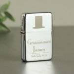 Personalised ‘Groomsman’ Decorative Top Hat Motif Wedding Chrome Plated Lighter - Image 2
