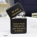 Personalised Gold Text Any Message Black Lighter